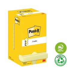 Notas adhesivas Z-Notas Post-it - 100 hojas - 76 x 76 mm - Color amarillo - Pack 12 blocs