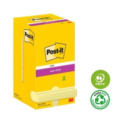 Notas adhesivas Post-it Super Sticky - 90 hojas - 76 x 76 mm - Color amarillo - Pack 12 blocs