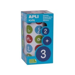Gomets abecedario minúsculas Apli - 20 mm - Colores surtidos - Rollo 900 ud