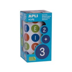 Gomets vocales Apli - 20 mm - Colores surtidos - Rollo 900 ud