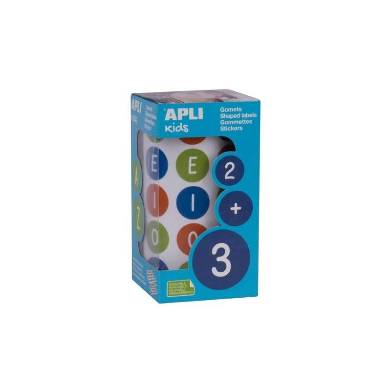 Gomets vocales Apli - 20 mm - Colores surtidos - Rollo 900 ud