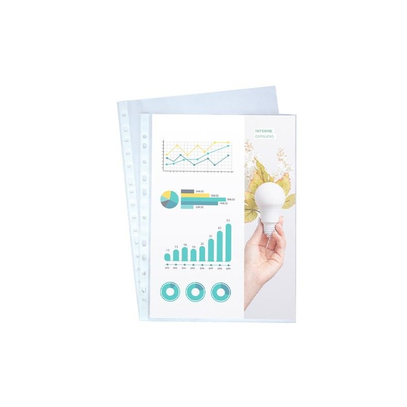 Funda portadocumentos Dequa - Cristal - PP - 80 m - A4 - Caja 100 ud