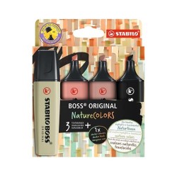 Marcador fluorescente Stabilo Boss NatureColors - Trazo 2 / 5 mm - Colores surtidos - Pack 4 ud