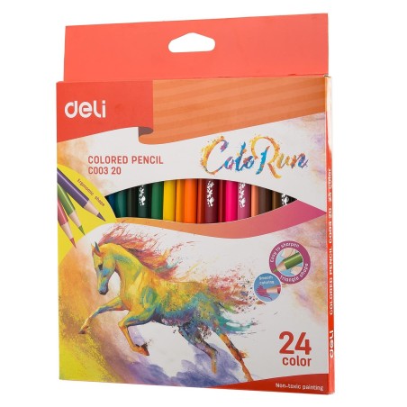 Lápiz de color Deli ColoRun - 3 mm - Triangular - Colores surtidos - Envase 24 ud.