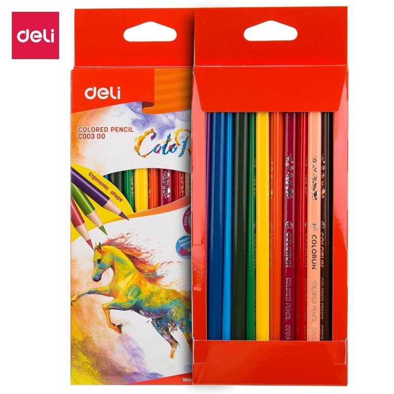 Lápiz de color Deli ColoRun - 3 mm - Triangular - Colores surtidos - Envase 12 ud. Lápiz de color Deli ColoRun - 3 mm - Triangular - Colores surtidos - Envase 12 ud.