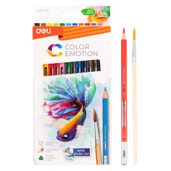Lápiz de color acuareable Deli Color Emotion - 3 mm - Colores surtidos - Envase 12 ud.