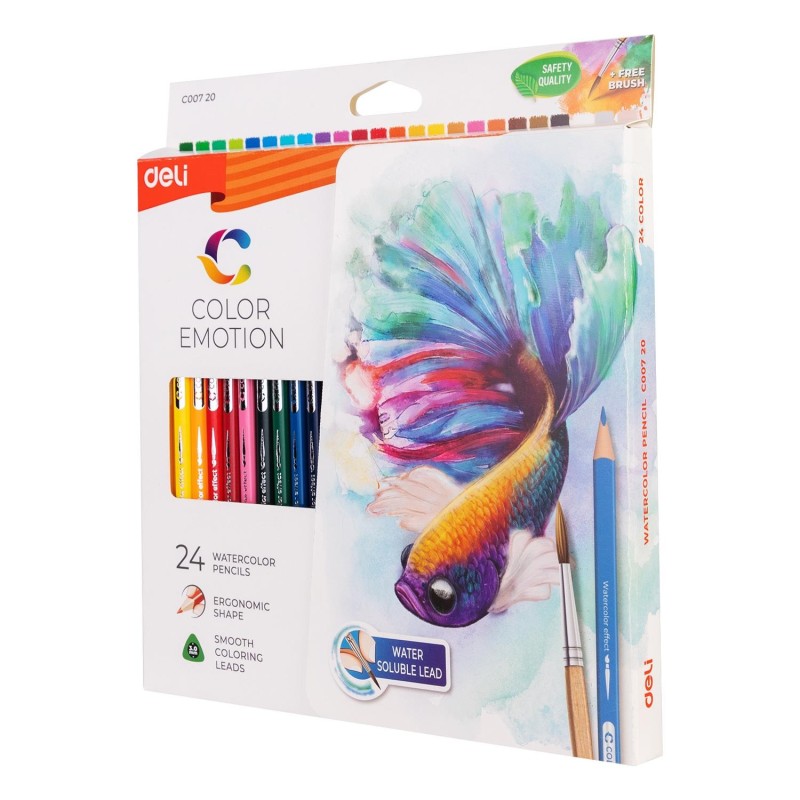 Lápiz de color acuareable Deli Color Emotion - 3 mm - Colores surtidos - Envase 24 ud. Lápiz de color acuareable Deli Color Emotion - 3 mm - Colores surtidos - Envase 24 ud.