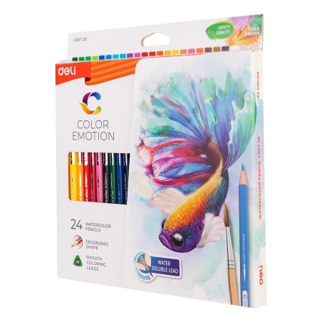 Lápiz de color acuareable Deli Color Emotion - 3 mm - Colores surtidos - Envase 24 ud.