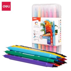 Rotulador Deli Color Emotion - Doble punta - Colores surtidos - Envase 12 ud.