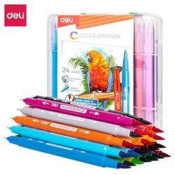Rotulador Deli Color Emotion - Doble punta - Colores surtidos - Envase 24 ud.