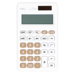 Calculadora de bolsillo Deli EM120 - 12 dígitos - Color blanco
