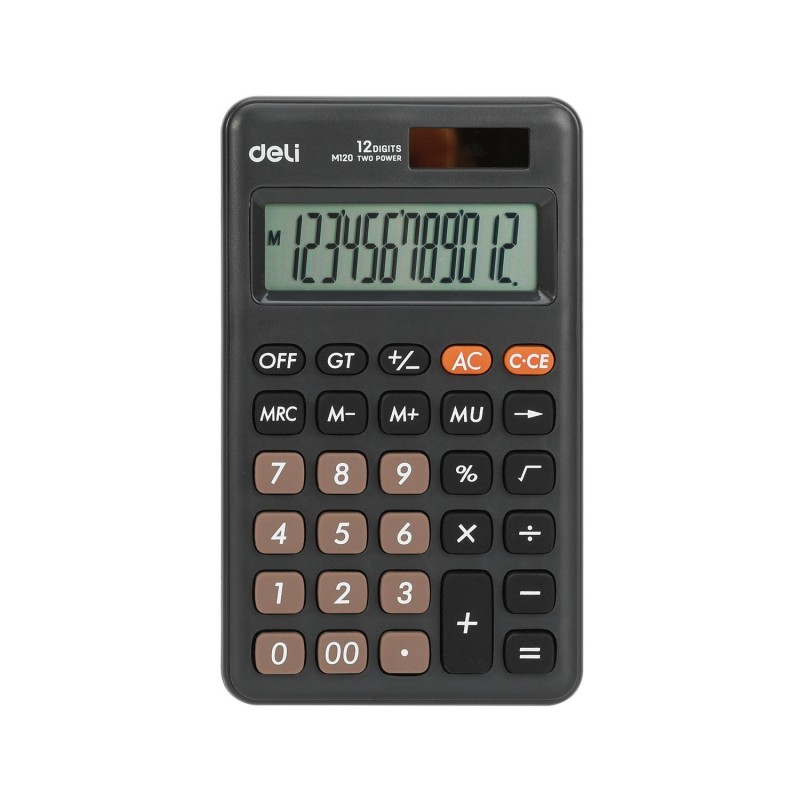 Calculadora de bolsillo Deli EM120 - 12 dígitos - Color negro