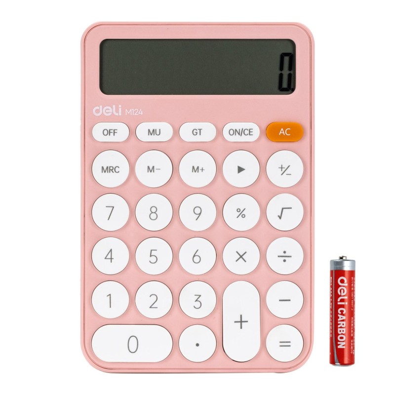 Calculadora de bolsillo Deli EM124 - 12 dígitos - Color rosa Calculadora de bolsillo Deli EM124 - 12 dígitos - Color rosa