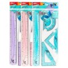 Kit de trazado Deli Twist Me - Regla, escuadra, cartabón y transportador - Color surtido aleatorio