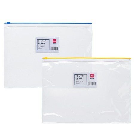 Bolsa cremallera Deli Classic - PVC - A4 - 180 micras - Color surtido aleatorio