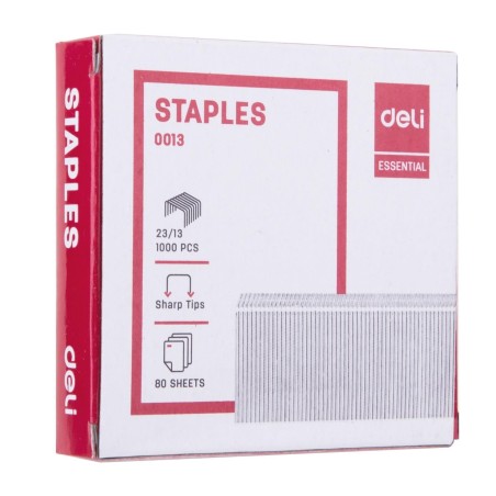 Grapas Deli Essential 23/13 - Galvanizadas - 100 hojas - Caja 1000 grapas