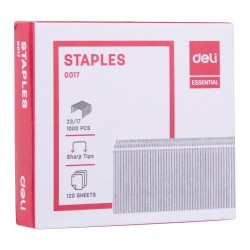 Grapas Deli Essential 23/17 - Galvanizadas - 80 hojas - Caja 1000 grapas