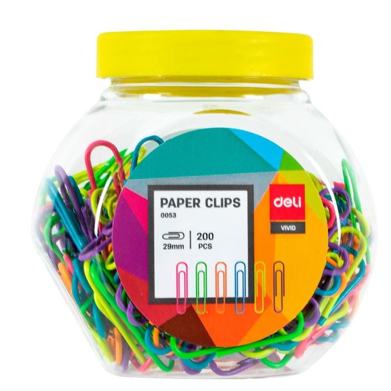 Clips colores Deli Vivid - 29 mm - Caja 200 ud. Clips colores Deli Vivid - 29 mm - Caja 200 ud.