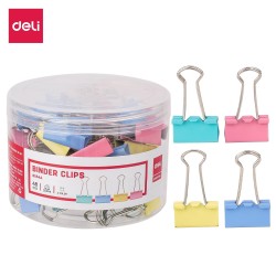 Pinzas pala abatible Deli Essential - 25 mm - Colores pastel surtidos - Bote 48 ud.