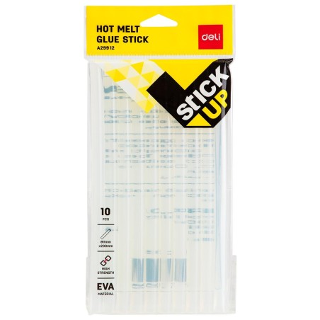 Barra de silicona termofusible Deli Stick Up - Color blanco - 200 mm - 11 mm - Pack 10 ud