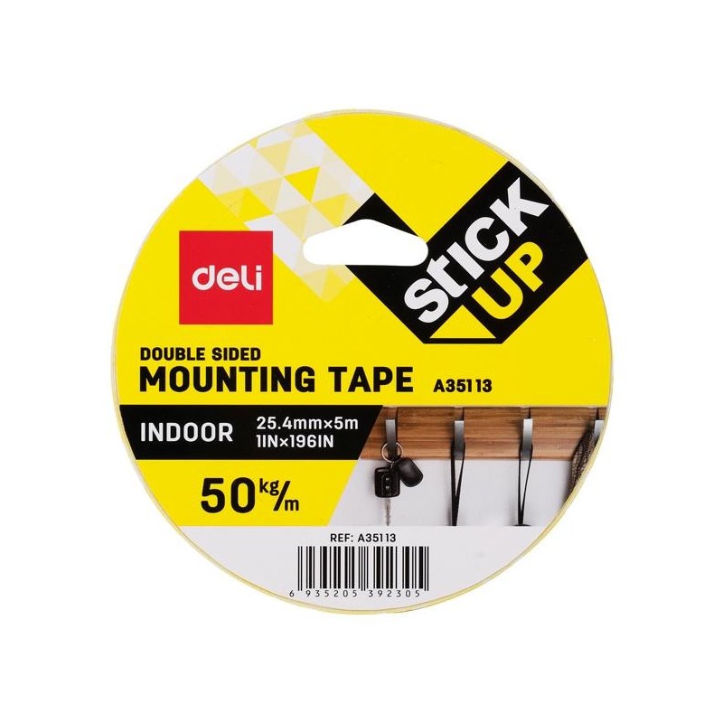 Cinta de montaje doble cara espuma Deli Stick Up - 25,4 mm x 5 m Cinta de montaje doble cara espuma Deli Stick Up - 25,4 mm x 5 m
