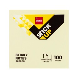 Notas adhesivas Deli Stick Up - 100 hojas - 76 x 76 mm - Color amarillo