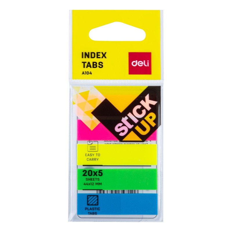 Banderitas adhesivas Deli Stick Up - 5 x 20 índices - 44 x 12 mm - Colores surtidos Banderitas adhesivas Deli Stick Up - 5 x 20 índices - 44 x 12 mm - Colores surtidos