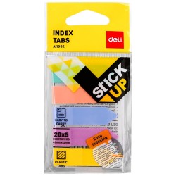 Banderitas flecha adhesivas Deli Stick Up - 5 x 20 índices - 43 x 12 mm - Colores pastel surtidos
