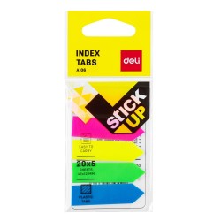 Banderitas flecha adhesivas Deli Stick Up - 5 x 20 índices - 43 x 12 mm - Colores surtidos