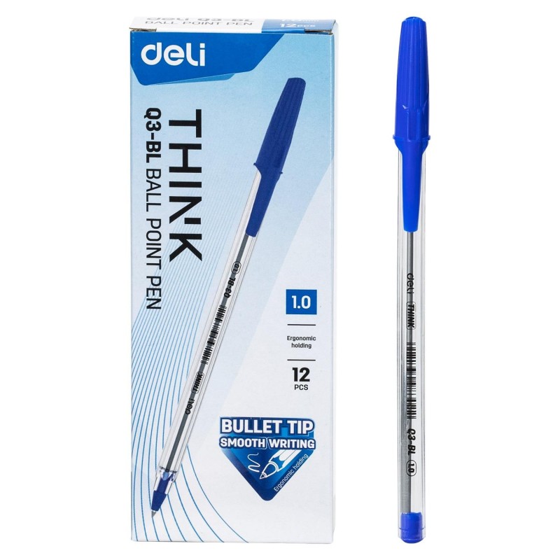 Bolígrafo Deli Think - Punta 1 mm - Color azul Bolígrafo Deli Think - Punta 1 mm - Color azul