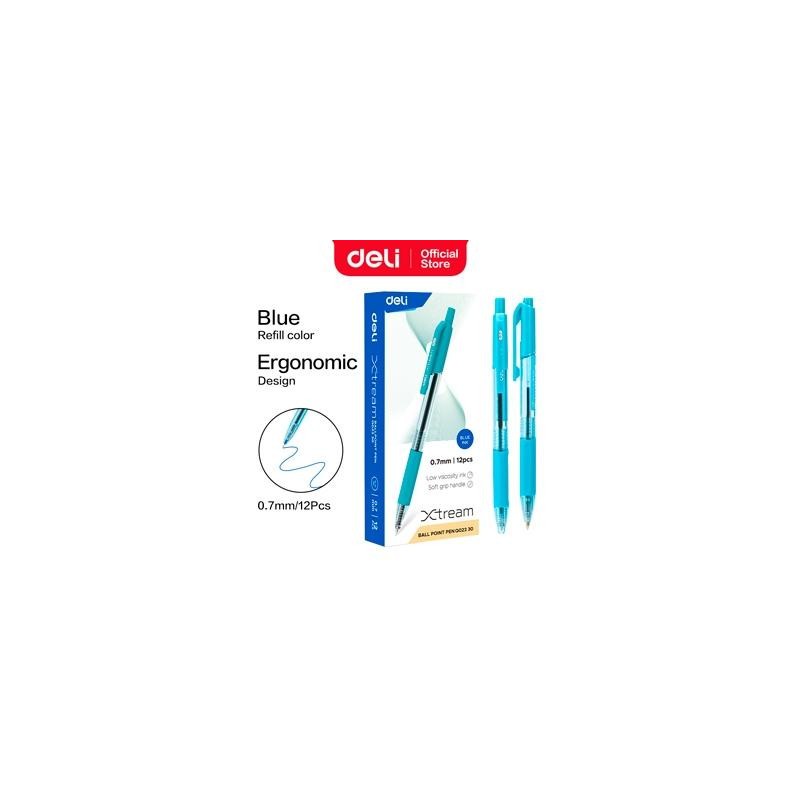 Bolígrafo retráctil Deli Xtream - Punta 0,7 mm - Color azul