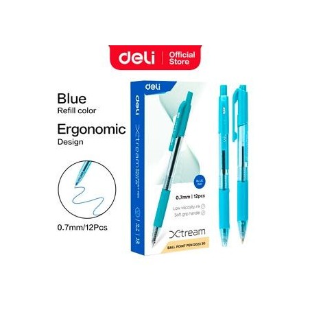 Bolígrafo retráctil Deli Xtream - Punta 0,7 mm - Color azul