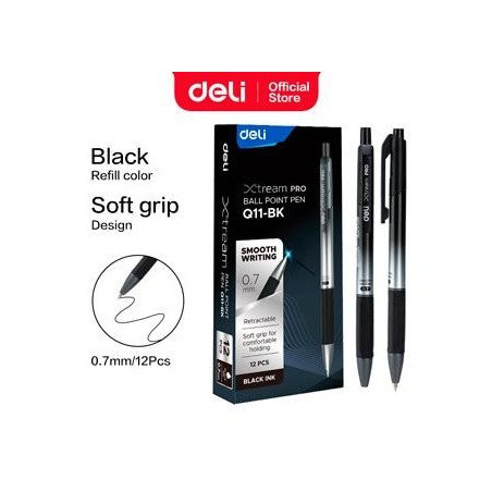 Bolígrafo retráctil Deli Xtream Pro - Punta 0,7 mm - Color negro