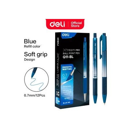 Bolígrafo retráctil Deli Xtream Pro - Punta 0,7 mm - Color azul