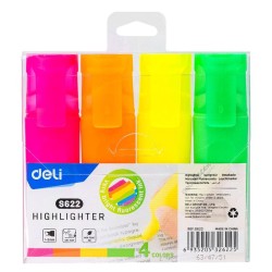 Marcador fluorescente Deli Accent - Trazo 1 / 5 mm - Colores surtidos - Pack 4 ud.