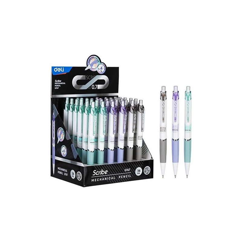 Portaminas Deli Linfini - Mina 0,5 mm - Colores surtidos - pack 36 ud. Portaminas Deli Linfini - Mina 0,5 mm - Colores surtidos - pack 36 ud.