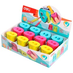 Sacapuntas doble Deli U-Touch - Color surtido aleatorio (PACK INDIVISIBLE DE 12 UNIDADES)