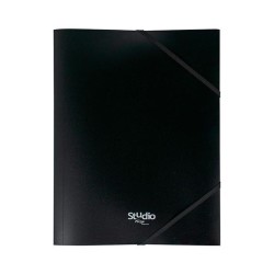 Carpeta de gomas Pardo Pastel - Solapas - PP - Folio - Color negro
