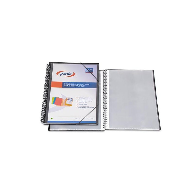 Carpeta de fundas espiral Pardo Studio Style - PP - Folio - 40 fundas - Color negro