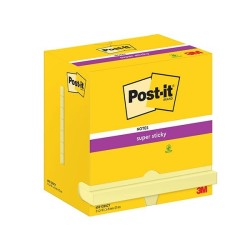 Notas adhesivas recicladas Post-it Super Sticky - 90 hojas - 76 x 127 mm - Color amarillo - Pack 12 blocs