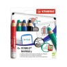 Marcador pizarra Stabilo Markdry - Sacapuntas - Paño de limpieza - Colores surtidos - Pack 4 ud