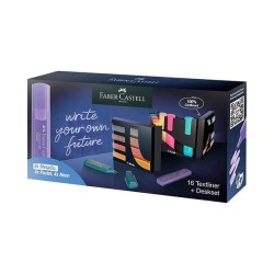 Marcador fluorescente Faber-Castell Texliner 46 - Punta biselada - Trazo 2 mm y 5 mm - Colores surtidos - Set 16