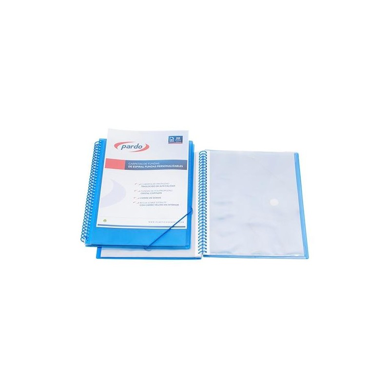 Carpeta de fundas espiral Pardo Studio Style - PP - Folio - 60 fundas - Color azul
