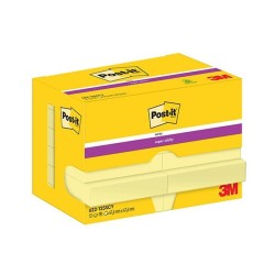 Notas adhesivas recicladas Post-it Super Sticky - 90 hojas - 47,6 x 47,6 mm - Color amarillo - Pack 12 blocs