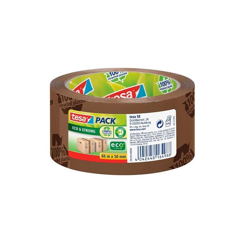 Precinto Tesa Eco&Strong - PP reciclado - 50 mm x 66 m - Color habana impreso