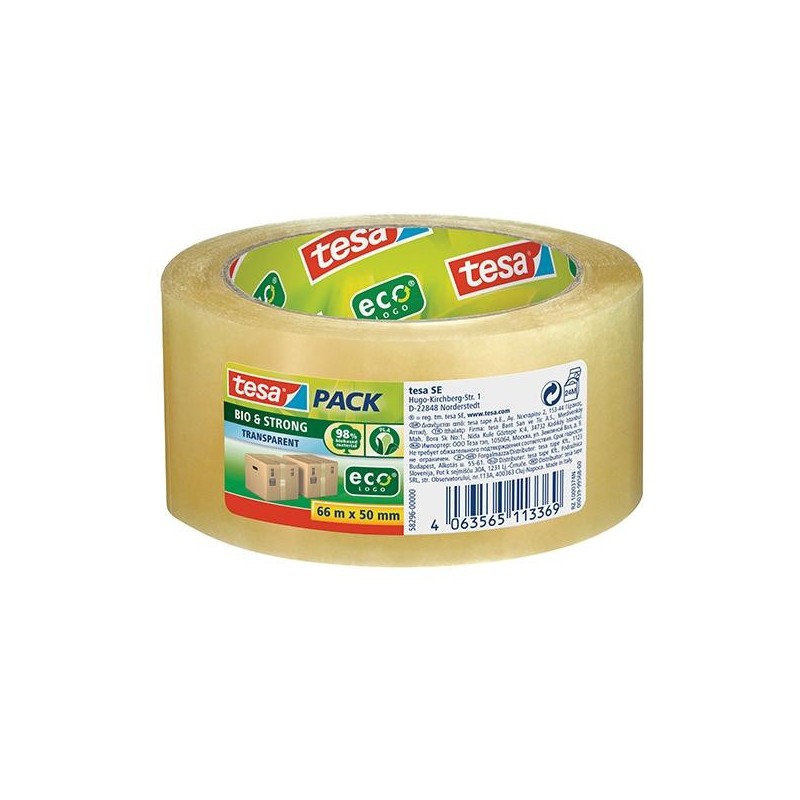 Precinto Tesa Bio&Strong - Materias primas renovables - 50 mm x 66 m - Color transparente Precinto Tesa Bio&Strong - Materias primas renovables - 50 mm x 66 m - Color transparente