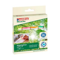 Marcador fluorescente Edding ecoline 24 - Trazo 2 / 5 mm - Colores surtidos - Pack 4 ud