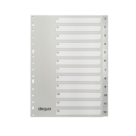 Índice numérico 1-12 Dequa - Multitaladro - PP - A4 - Color gris