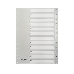Índice numérico 1-12 Dequa - Multitaladro - PP - Folio - Color gris