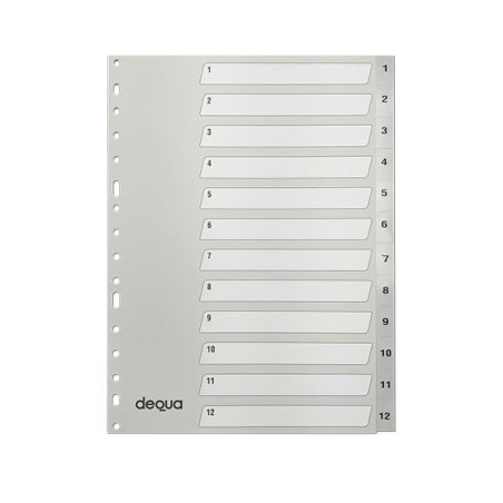 Índice numérico 1-12 Dequa - Multitaladro - PP - Folio - Color gris